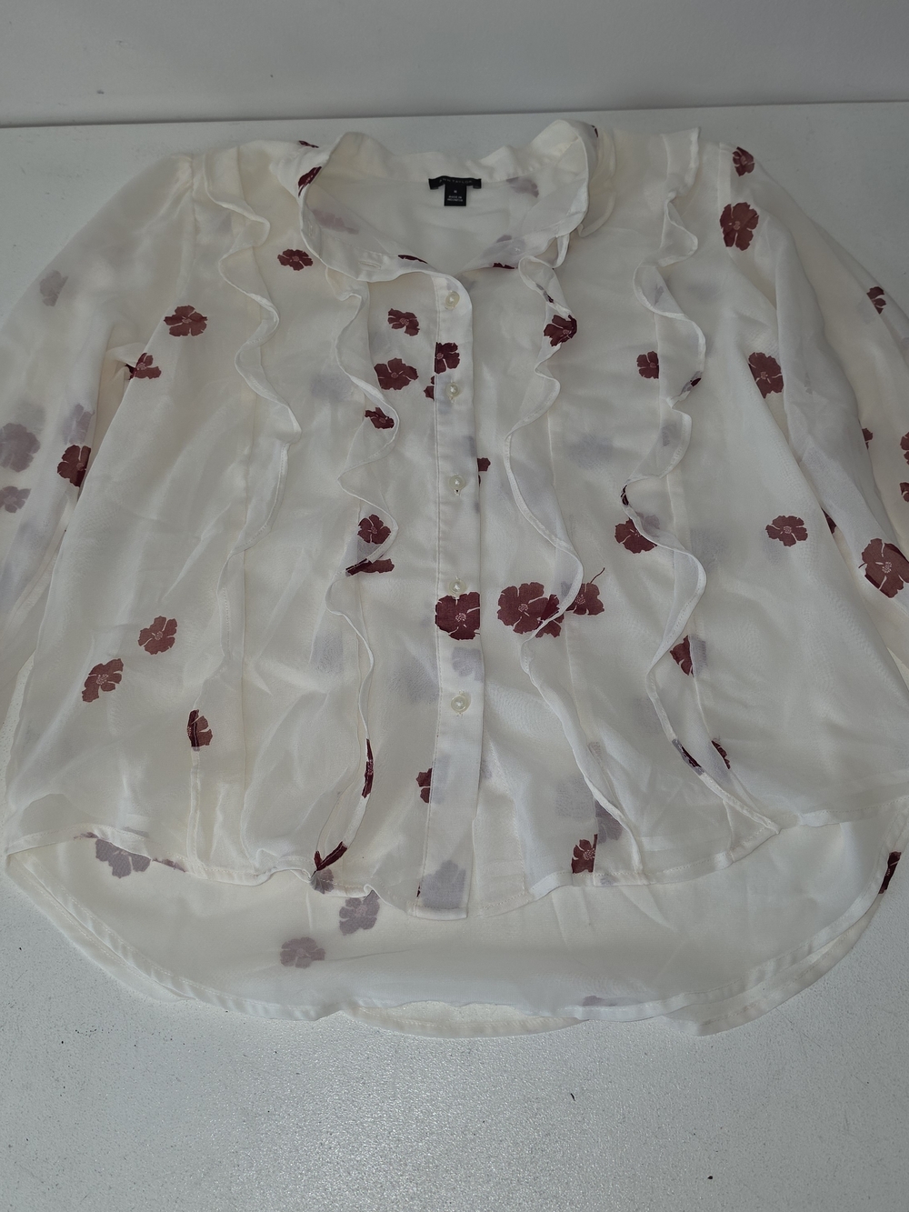Ann Taylor white sheer button-down